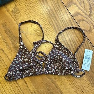 PacSun brown floral triangle bikini top